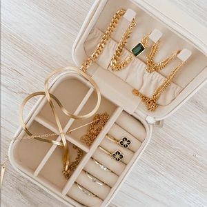 Jewelry Box Kit | Dainty Gold 1 Necklace, 3 Rings, 2 Chokers, 1 pair earrings